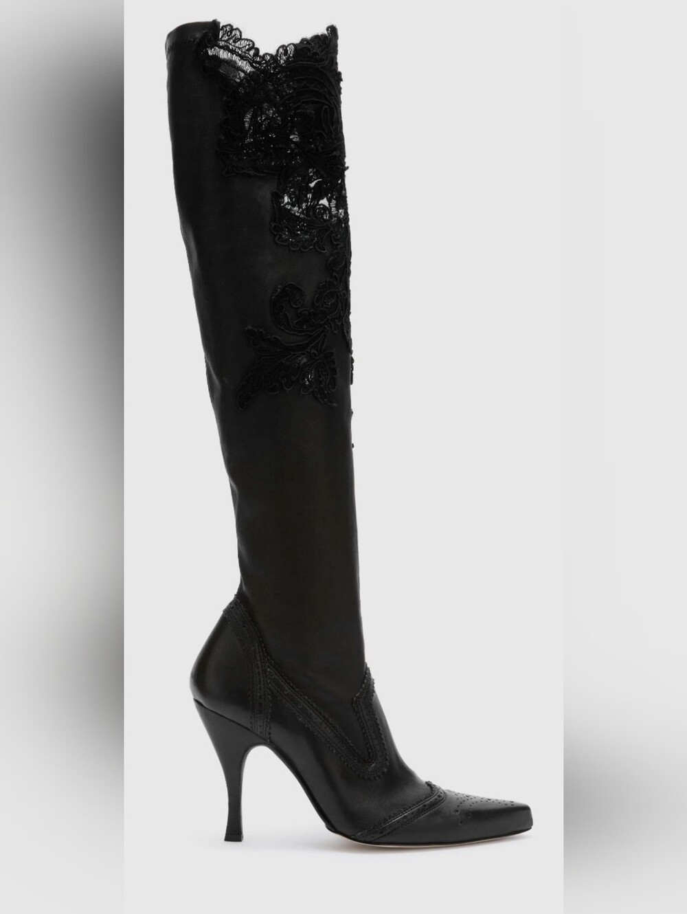 Ermanno Scervino HOT ITEM! Over The Knee Stretch Nappa Boots w/Couture Lace. 8.5